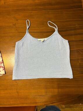 St. John Collection Sky Blue Santana Knit V-Neck Camisole Tank Top